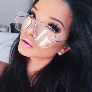 Aviator Clear Glasses Silver